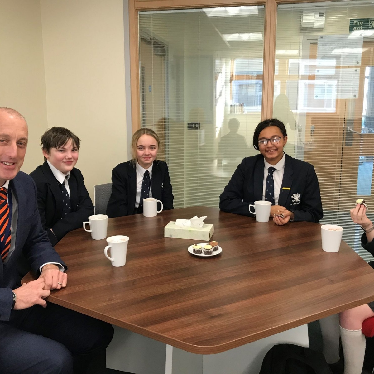 Students enjoyed a hot chocolate and cakes with Mr Hartley as a reward